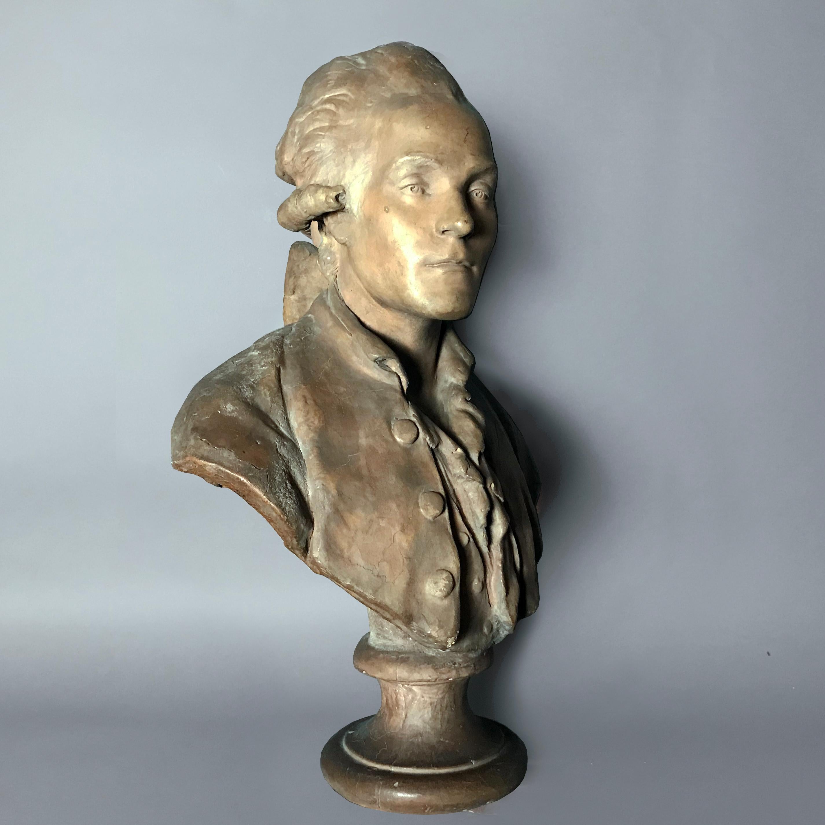 French C 18th Terracotta Bust of a Gentleman For Sale 2