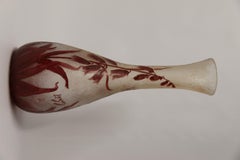 French Cameo Glass Vase Decorated with Flowers Signed Legras, circa 1910