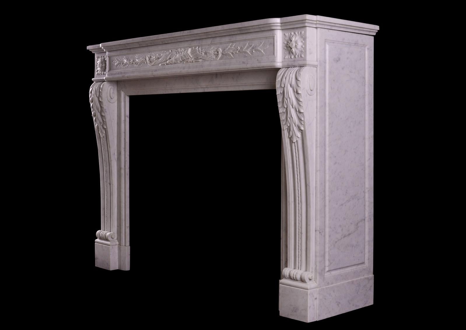 A French Carrara Marble Fireplace For Sale 1