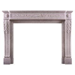 Antique A French Carrara Marble Fireplace