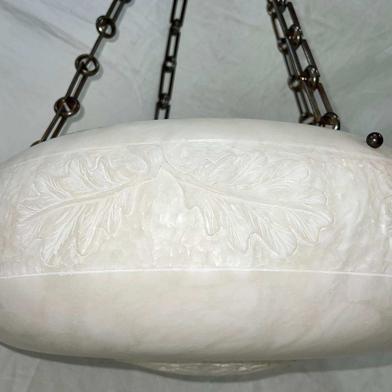 Mid-20th Century A French Carved Alabaster Light Fixture For Sale