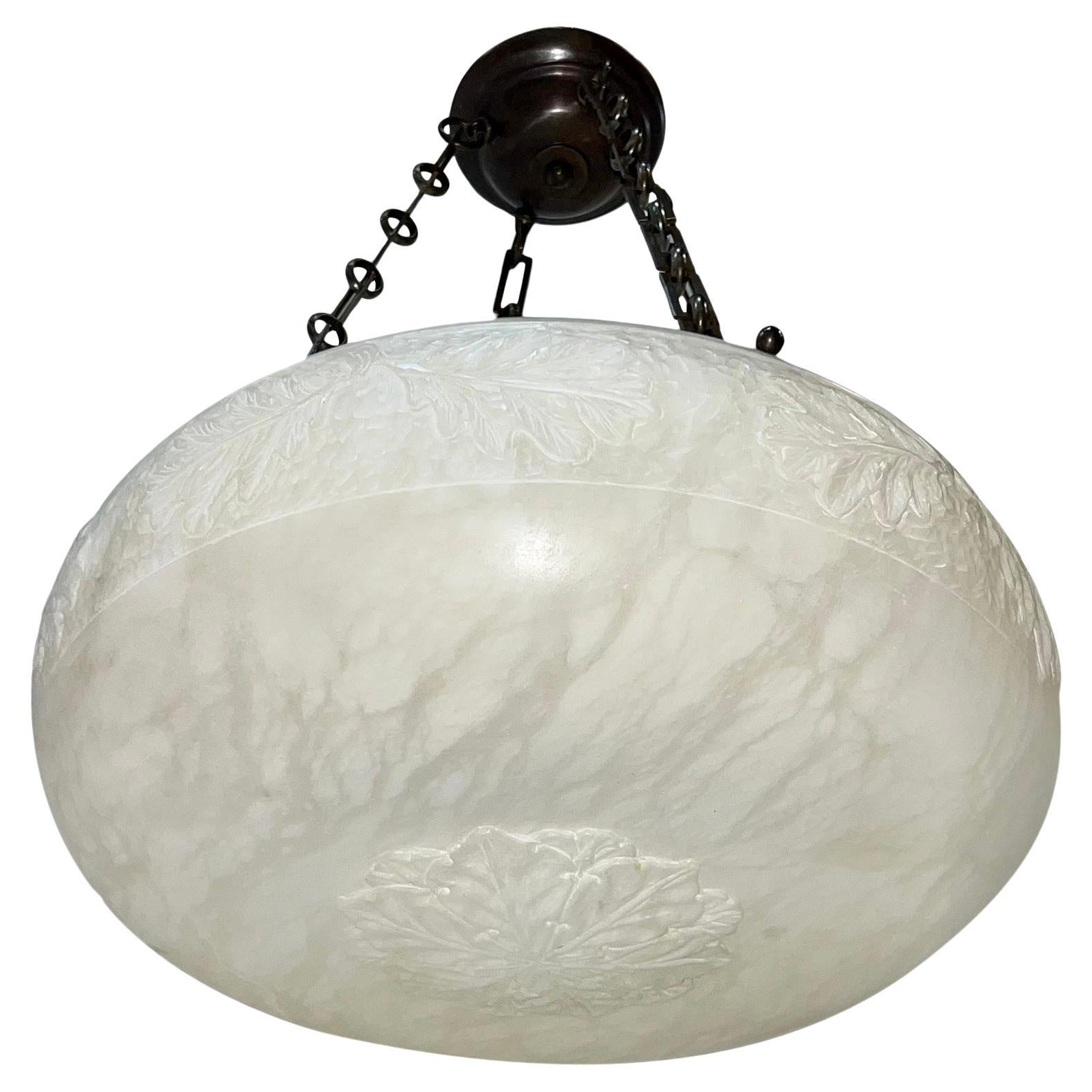A French Carved Alabaster Light Fixture