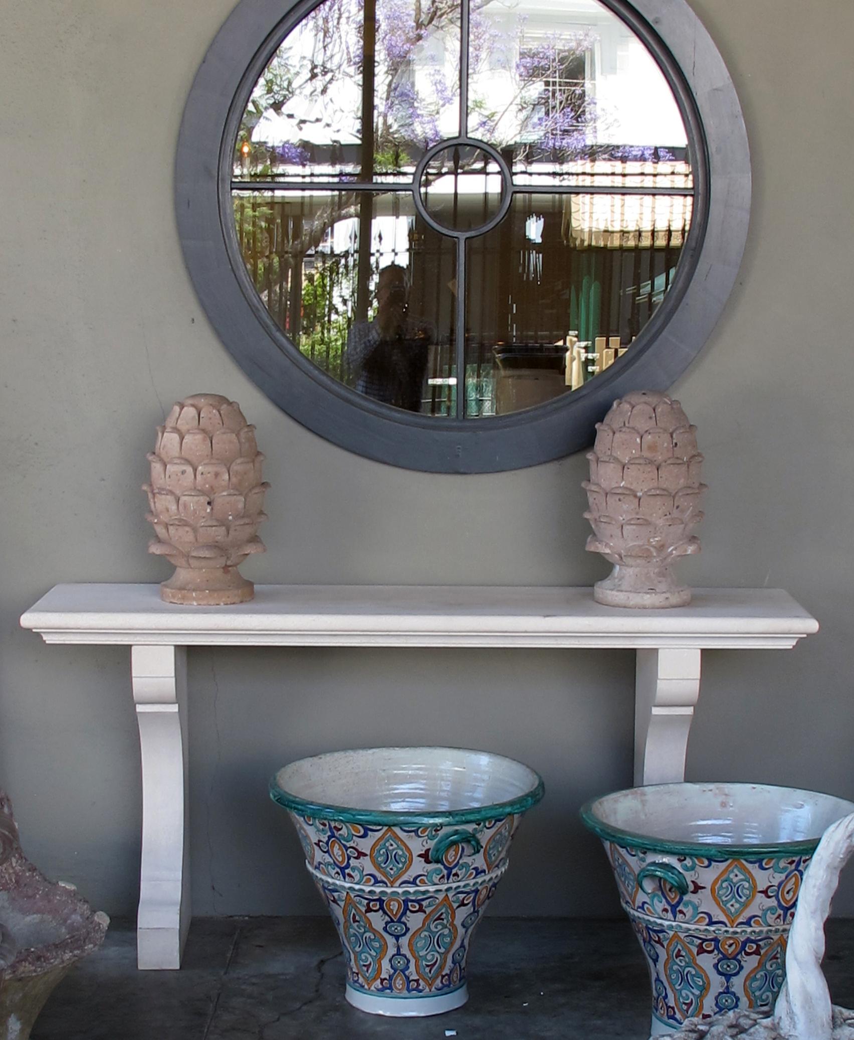 Contemporary A  French Carved Limestone Neoclassical Style Indoor/Outdoor Wall Console Table For Sale