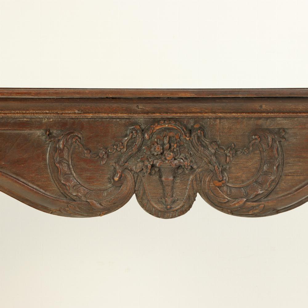 Hand-Carved A French Carved Oak Fireplace Mantel, 18th C. For Sale