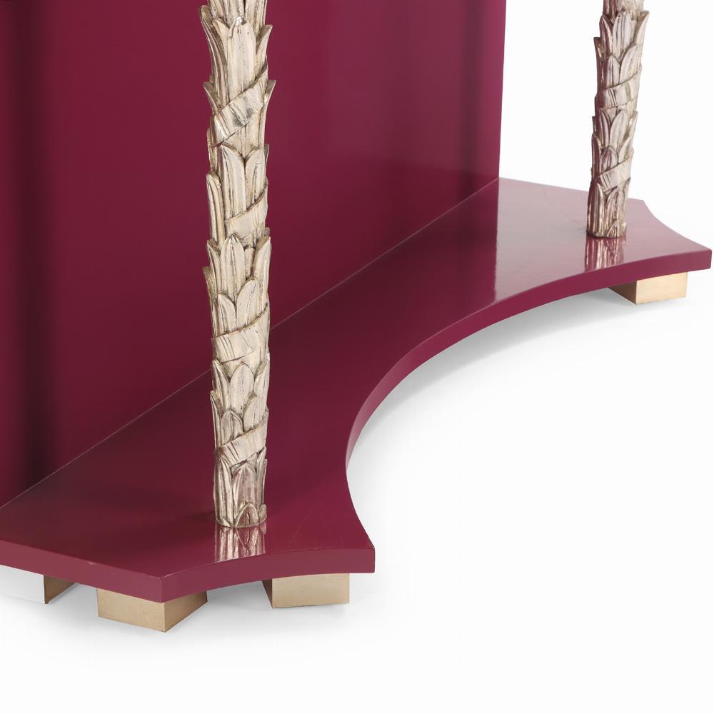 A French carved & silver giltwood palm console table in manner of Serge Roche. In Good Condition For Sale In Philadelphia, PA