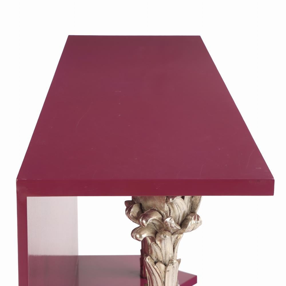 Wood A French carved & silver giltwood palm console table in manner of Serge Roche. For Sale