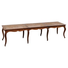 French Carved-Wood and Hand-Caned Seat Bench w/Elegant Lines