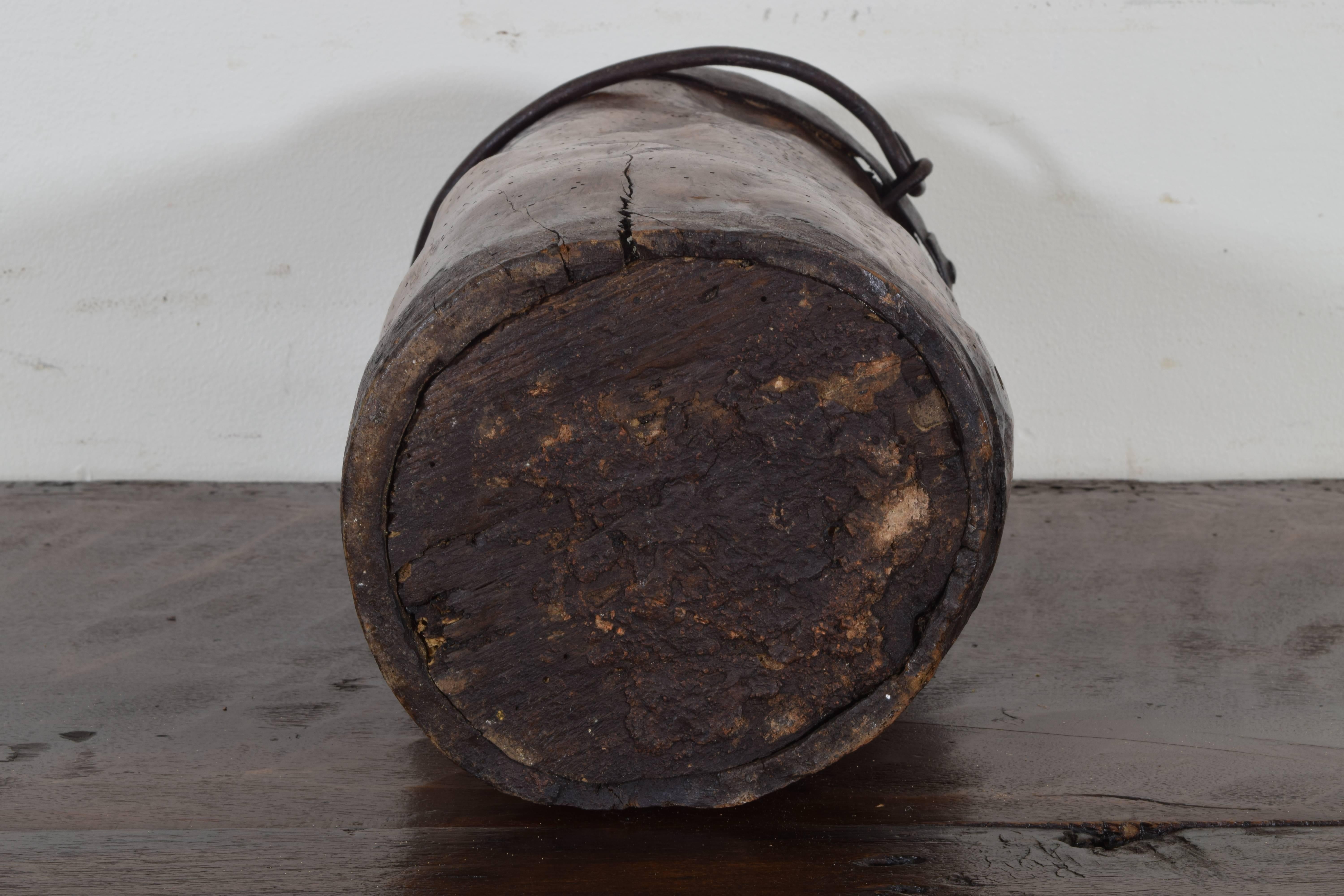 French Carved Wood and Iron Bound Handled Bucket, 18th-19th Century 2