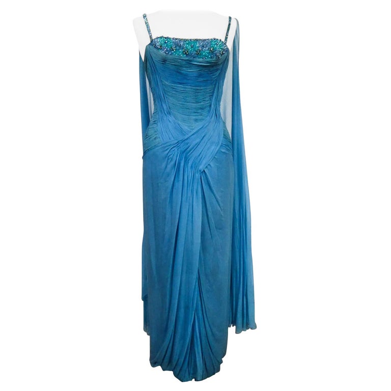 A French Carven Couture Chiffon Evening Dress Numbered 11150 Circa 1960/1970 A French Carven Couture Chiffon Evening Dress Numbered 11150 Circa 1960/1970