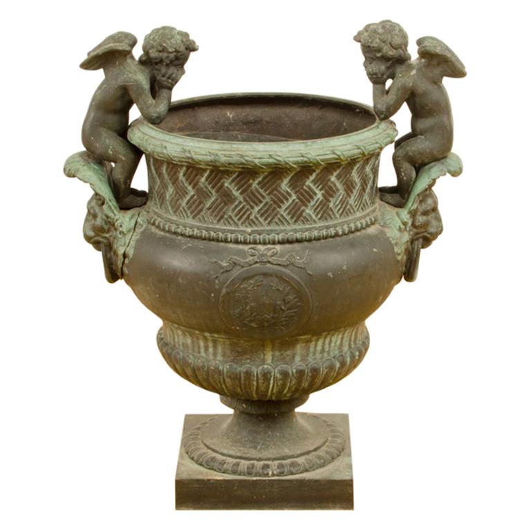 French Bronze Garden Urn with Cherubs, circa 1910 For Sale 1stDibs | bronze urn planter