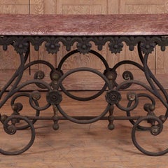 French Cast Iron and Marble Bakers Table, Early 20th Century