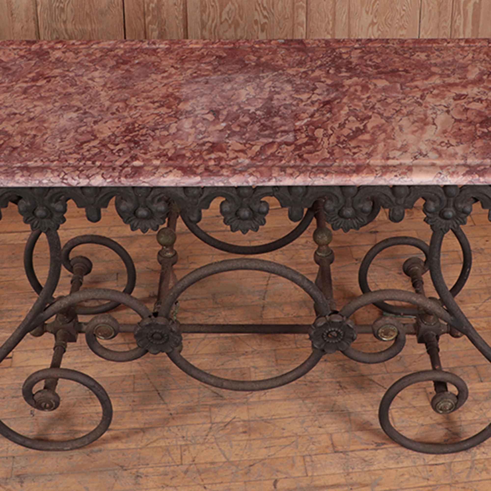 French Cast Iron and Marble Bakers Table, Early 20th Century In Good Condition In Philadelphia, PA