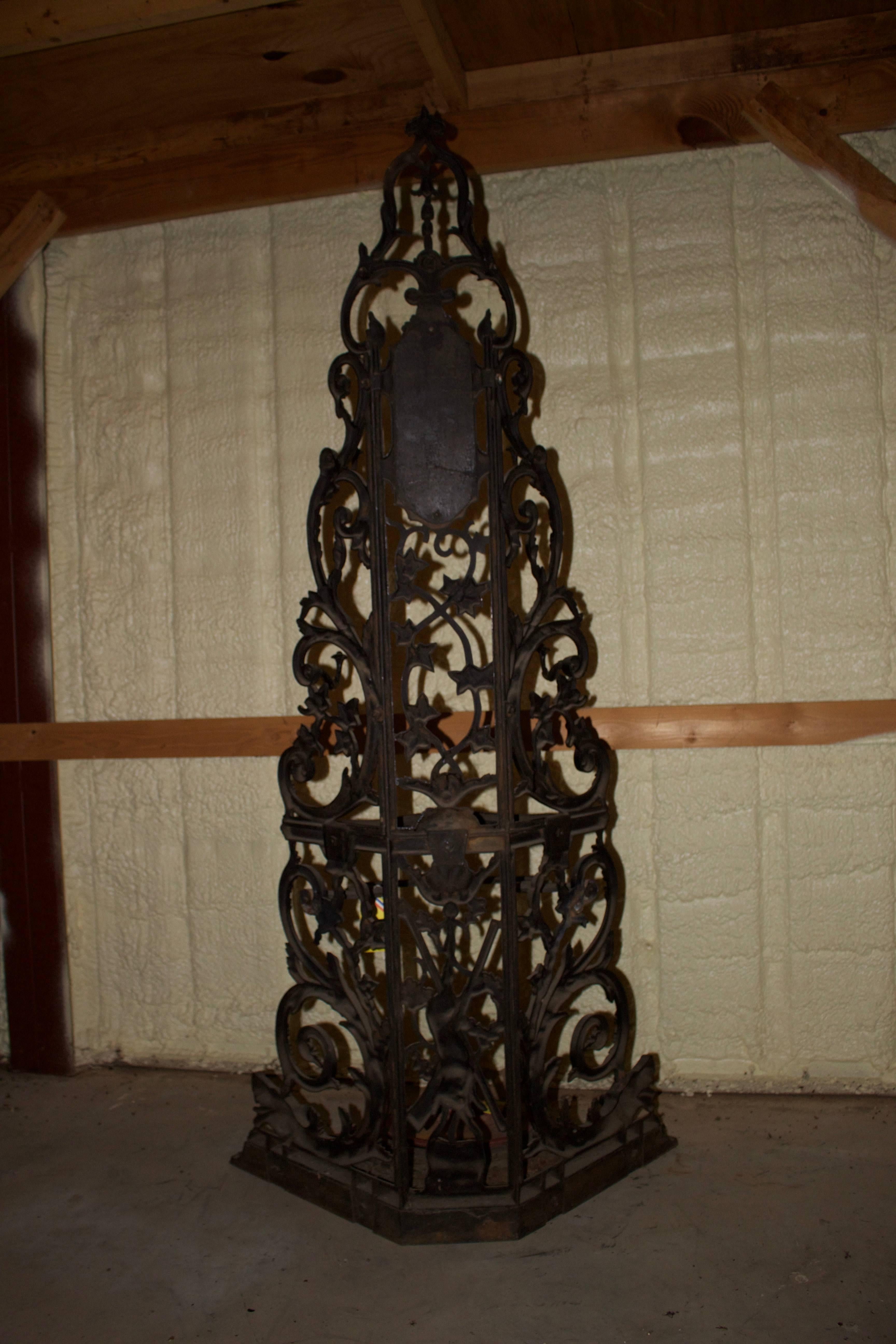 19th Century French Cast Iron Corner Portmanteau, Hall Tree with a Hunt Motif For Sale