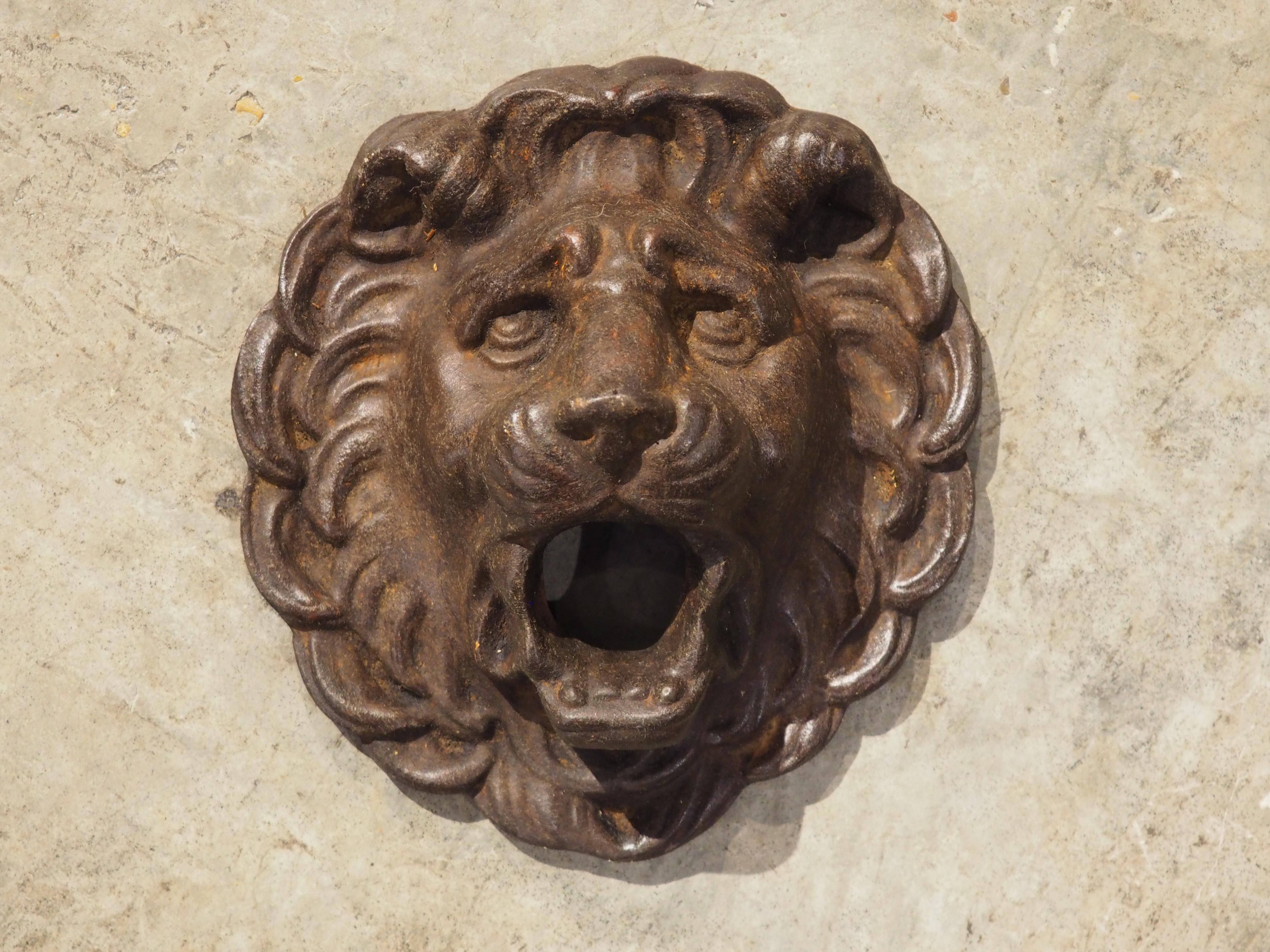 A French Cast Iron Lion Head Mascaron Fountain Spout, 20th Century 6