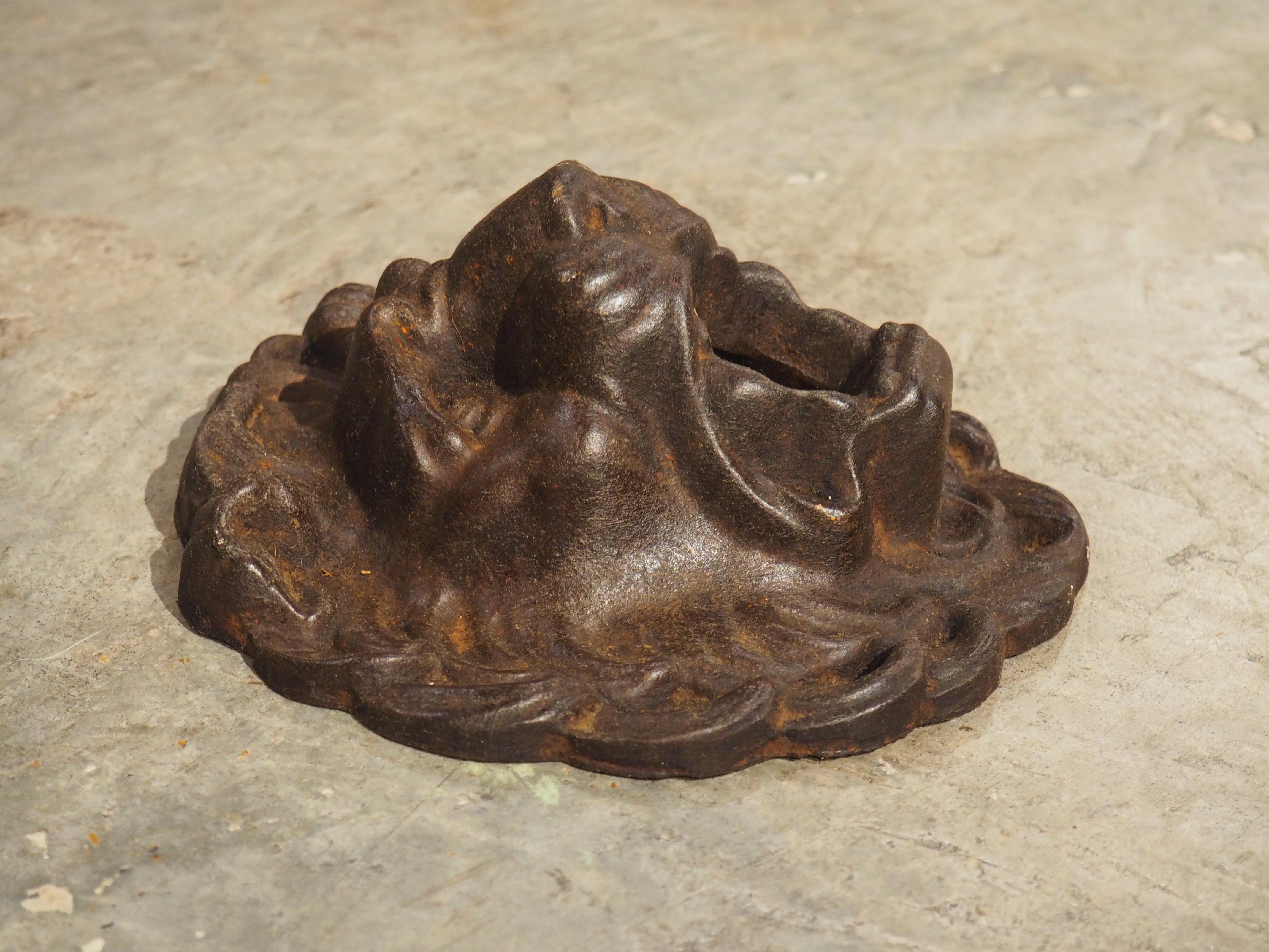 Metal A French Cast Iron Lion Head Mascaron Fountain Spout, 20th Century