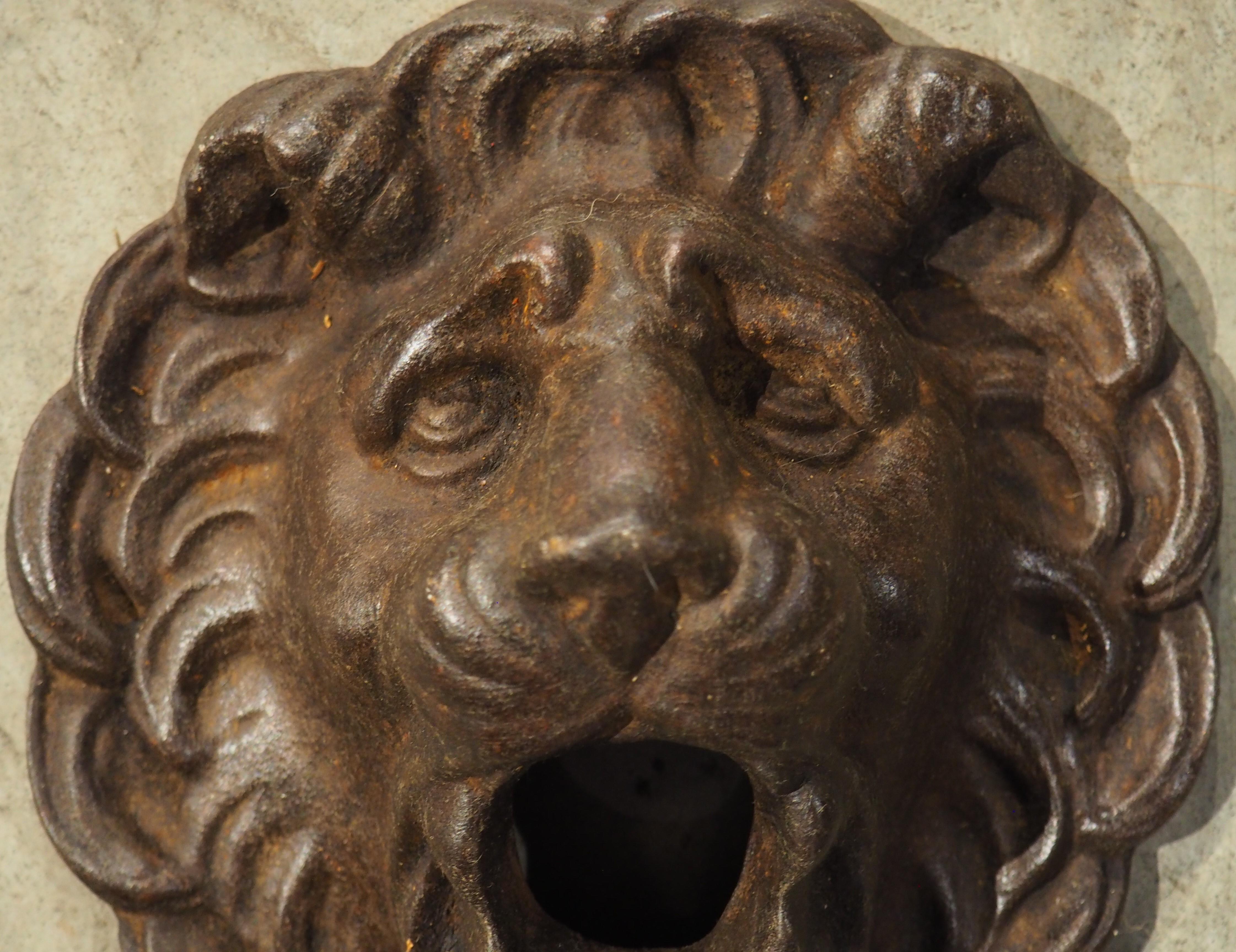 A French Cast Iron Lion Head Mascaron Fountain Spout, 20th Century 4