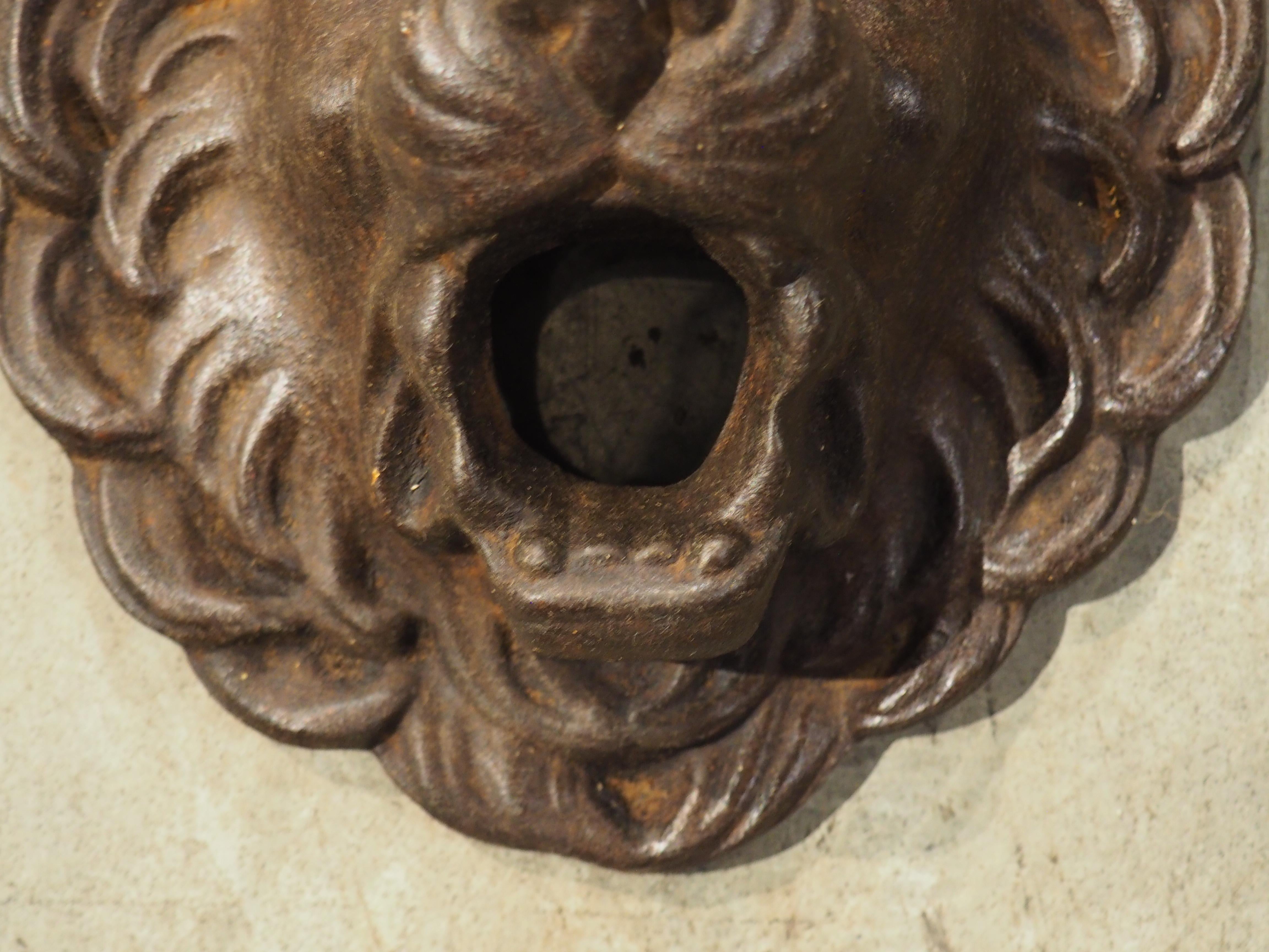 A French Cast Iron Lion Head Mascaron Fountain Spout, 20th Century 5