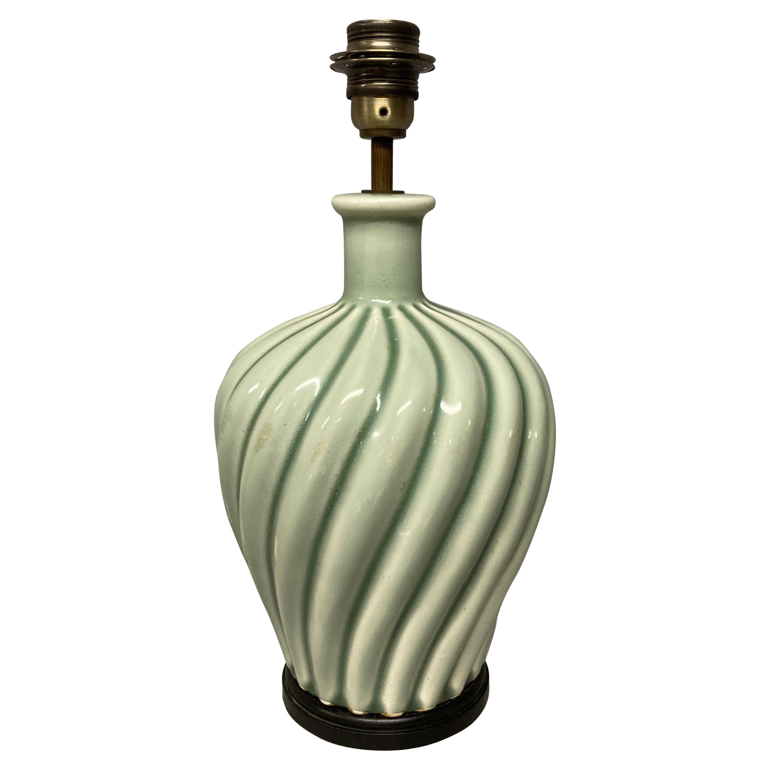 French Celadon Ceramic Lamp