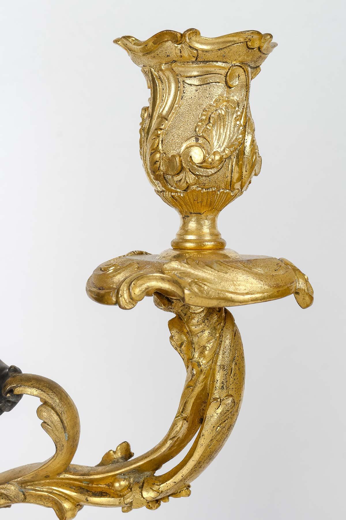 A French ‘Chariot’ Three-pieces Clock Garniture attributed to F.Linke circa 1890 For Sale 6