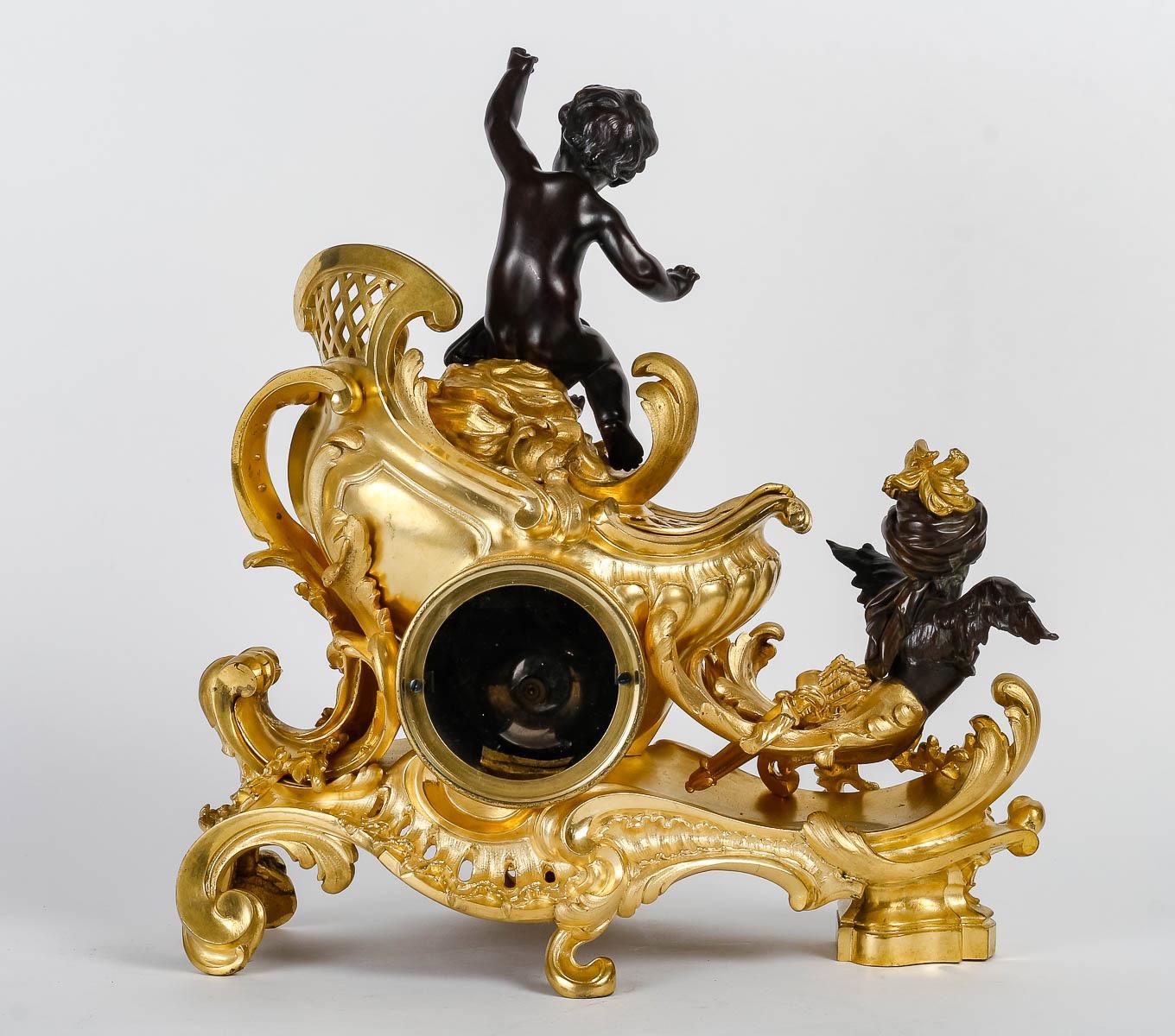 Ein französisches 'Chariot' Drei-Pieces-Uhren-Garnitur, zugeschrieben F.Linke um 1890 im Zustand „Gut“ im Angebot in Saint-Ouen, FR