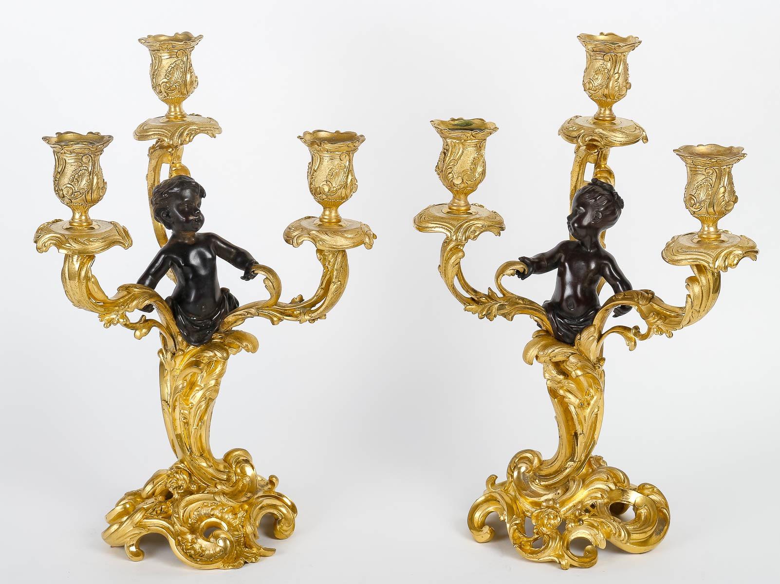 A French ‘Chariot’ Three-pieces Clock Garniture attributed to F.Linke circa 1890 For Sale 1