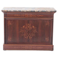 A French Charles X Inlaid Rosewood, Marble Top Commode, C. 1850.