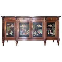 French Chinoiserie Enfilade in Walnut and Marble
