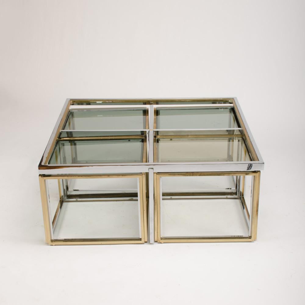 French Chrome and Brass Coffee Table by Maison Charles, circa 1978 1
