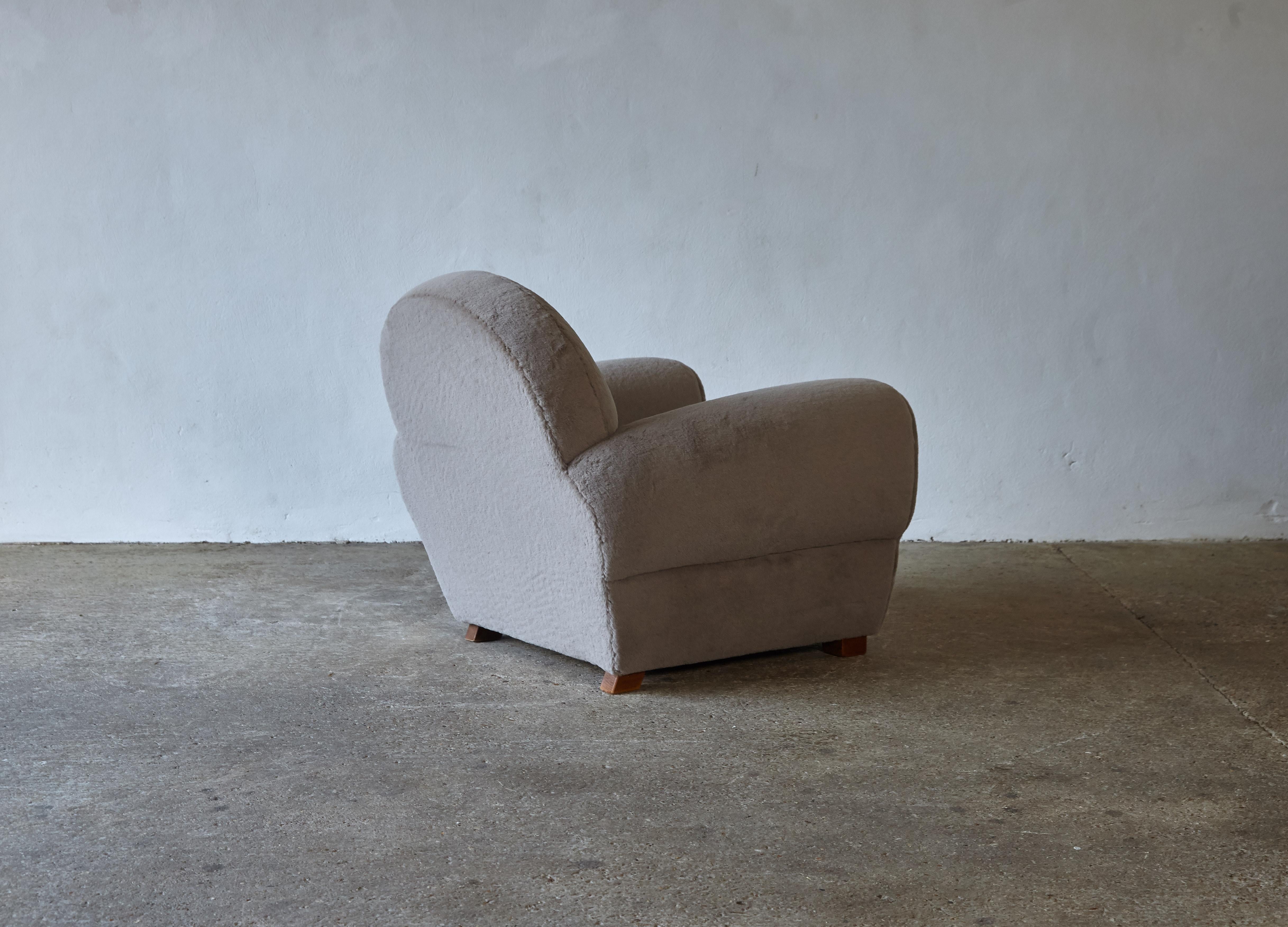 A French Club Chair, Newly Upholstered in Pure Alpaca  3