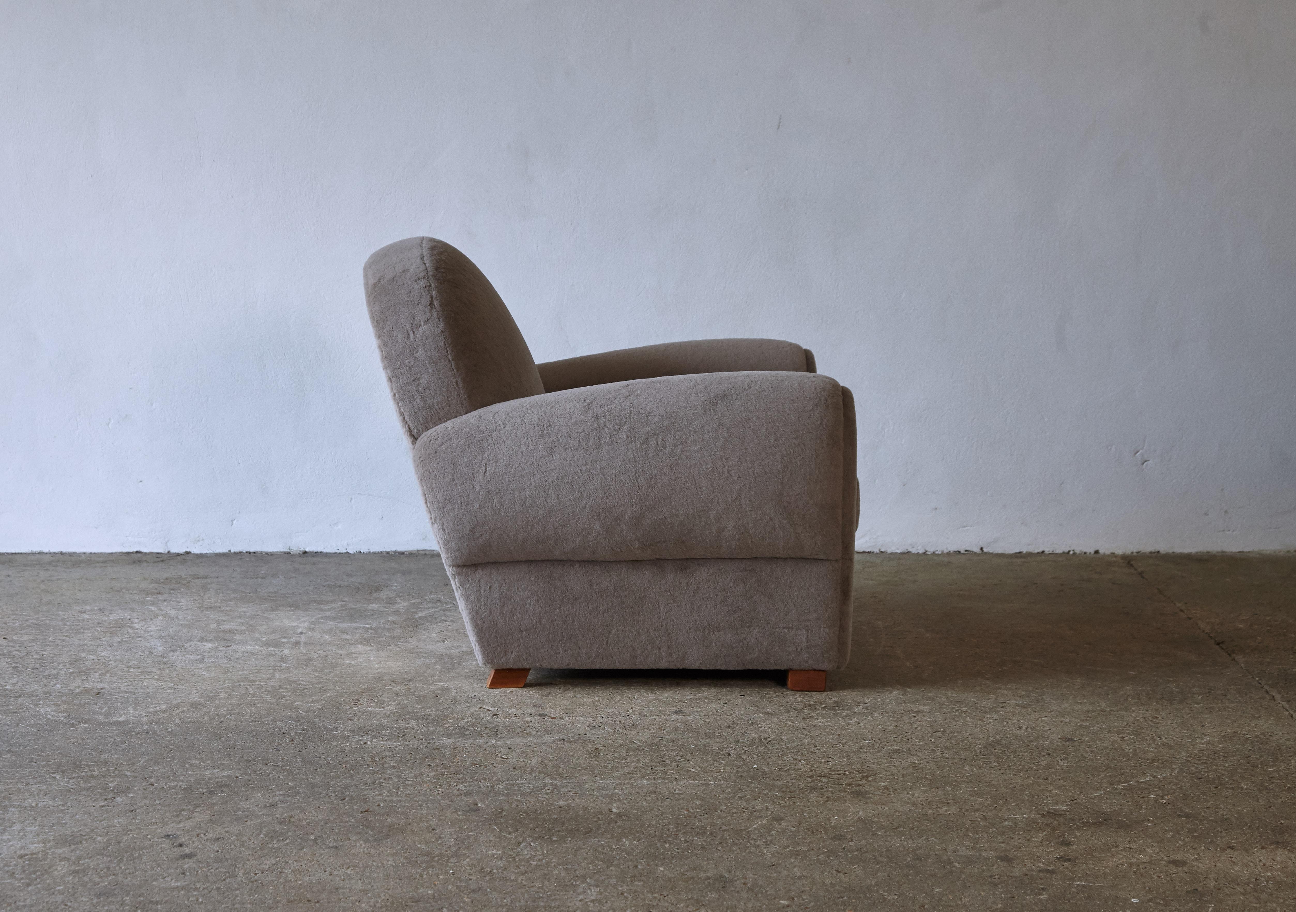 A French Club Chair, Newly Upholstered in Pure Alpaca  4