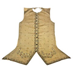A French court embroidered waistcoat in gold and silver Lamé Circa 1740