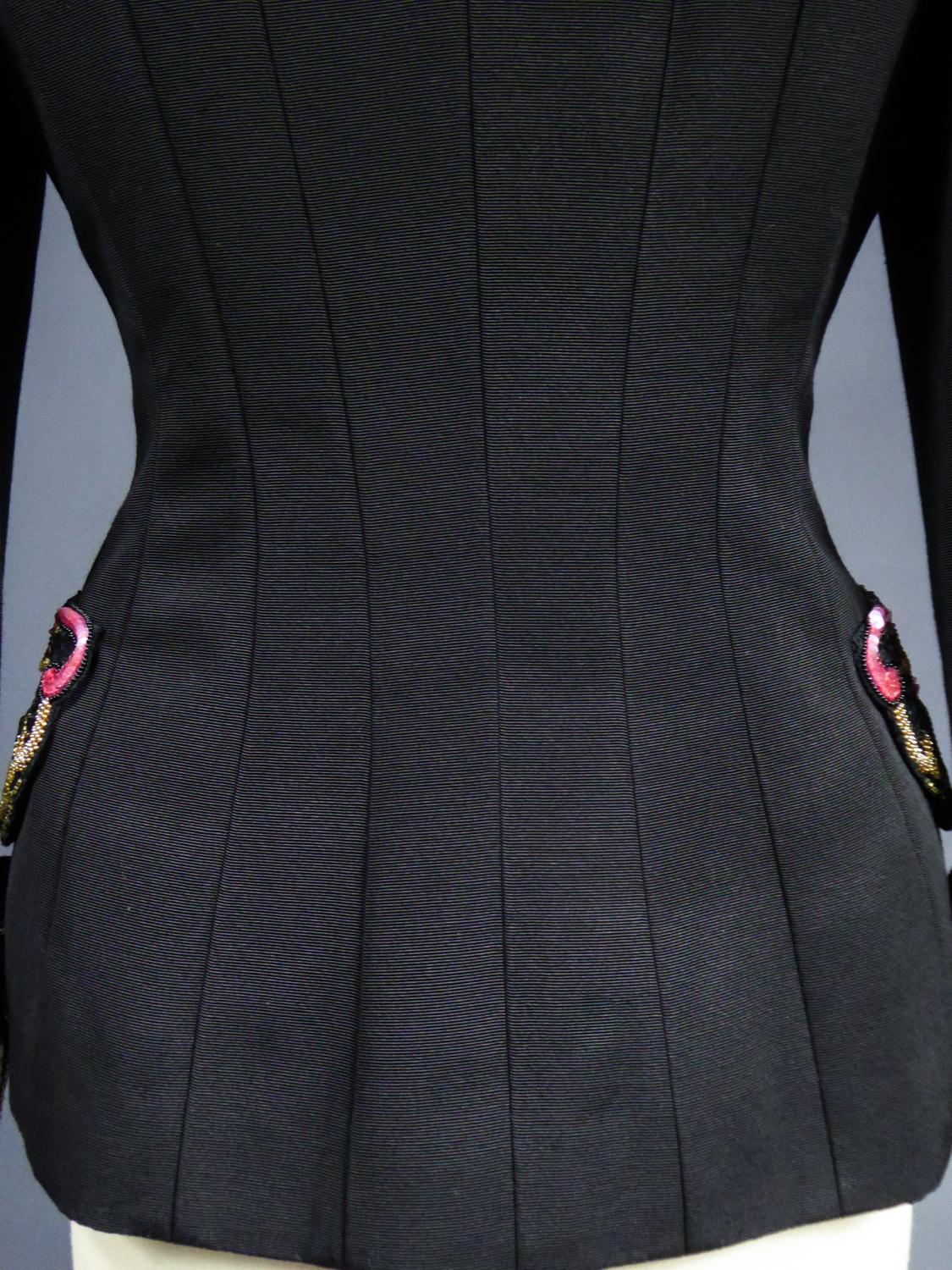 A French Couture Bar Jacket Beads & Sequins Embroidered Sequins Circa 1950 For Sale 3