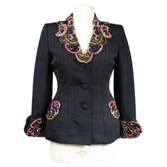 Veste de bar Couture française perles et paillettes brodées Circa 1950