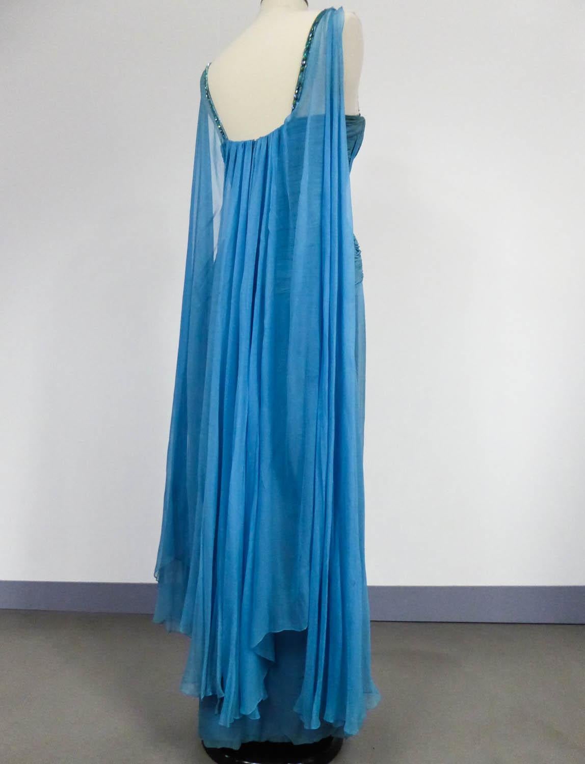 A French Carven Couture Chiffon Evening Dress numbered 11150 Circa 1960/1970 For Sale 5