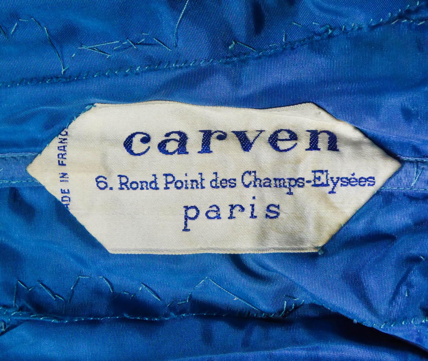 Robe de soirée en mousseline de Carven Couture numérotée 11150 Circa 1960/1970 en vente 8