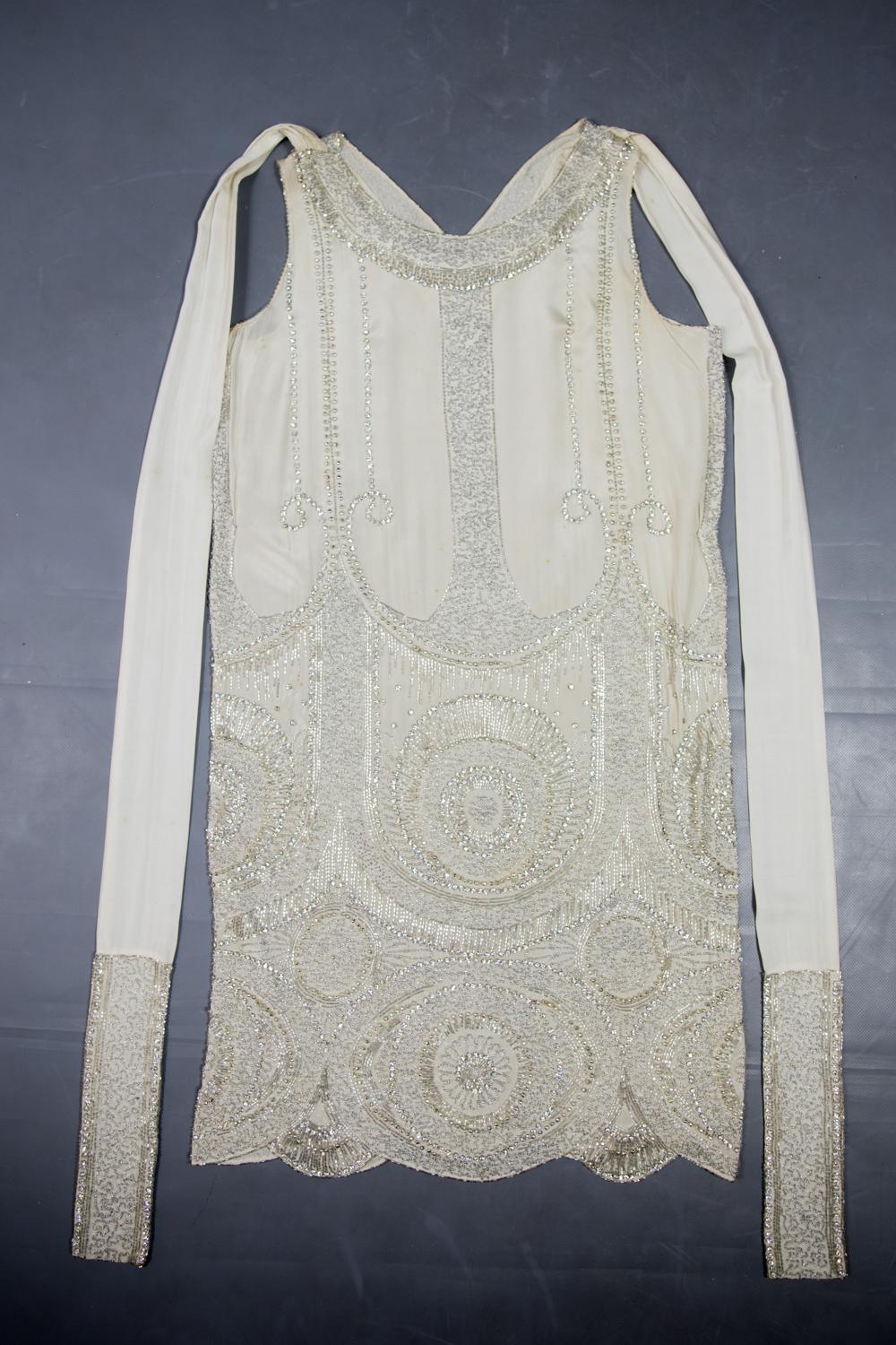 A French Couture Evening Flapper Dress Embroidered With Rhinestones Circa 1925 3