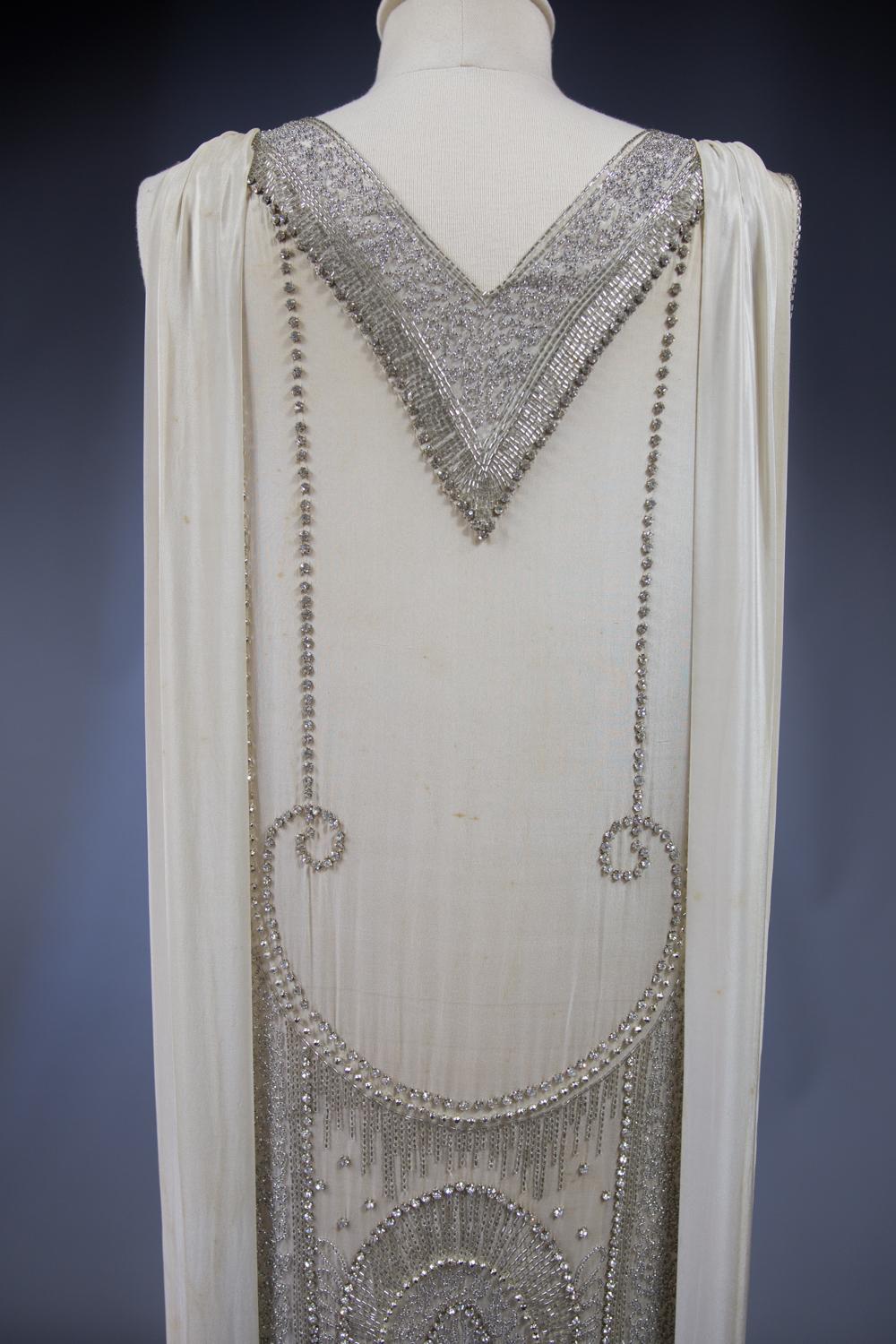 Gray A French Couture Evening Flapper Dress Embroidered With Rhinestones Circa 1925