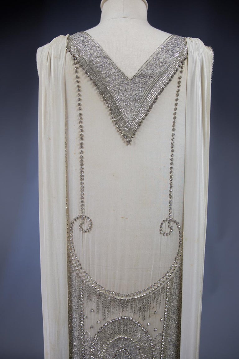 A French Couture Evening Flapper Dress Embroidered With Rhinestones Circa 1925 For Sale 1