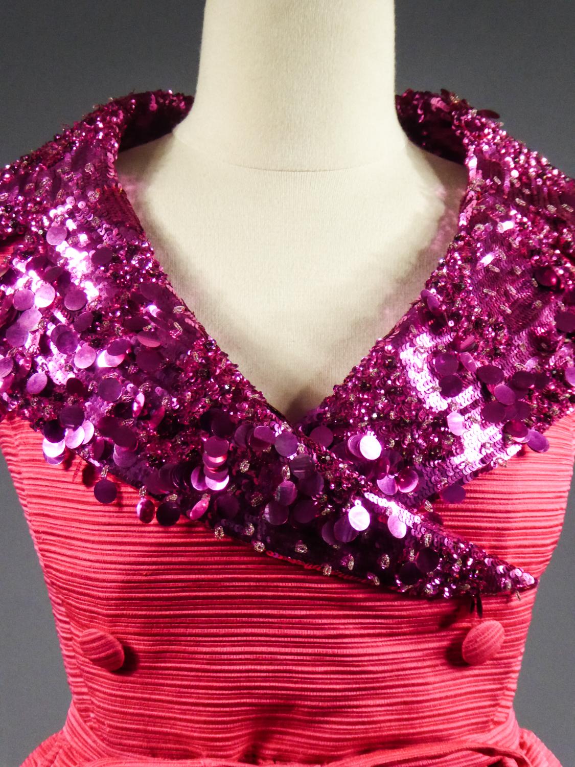 A French Couture Maggy Rouff Chocking Pink Evening Gown Circa 1965 6