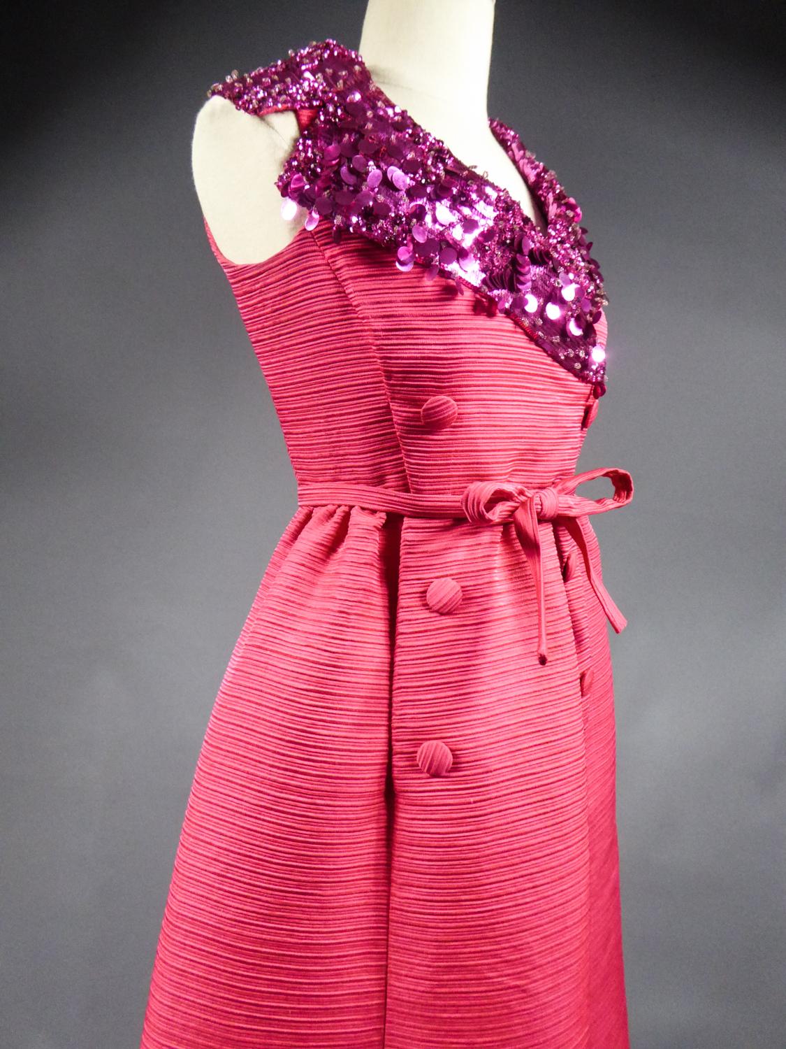 A French Couture Maggy Rouff Chocking Pink Evening Gown Circa 1965 7