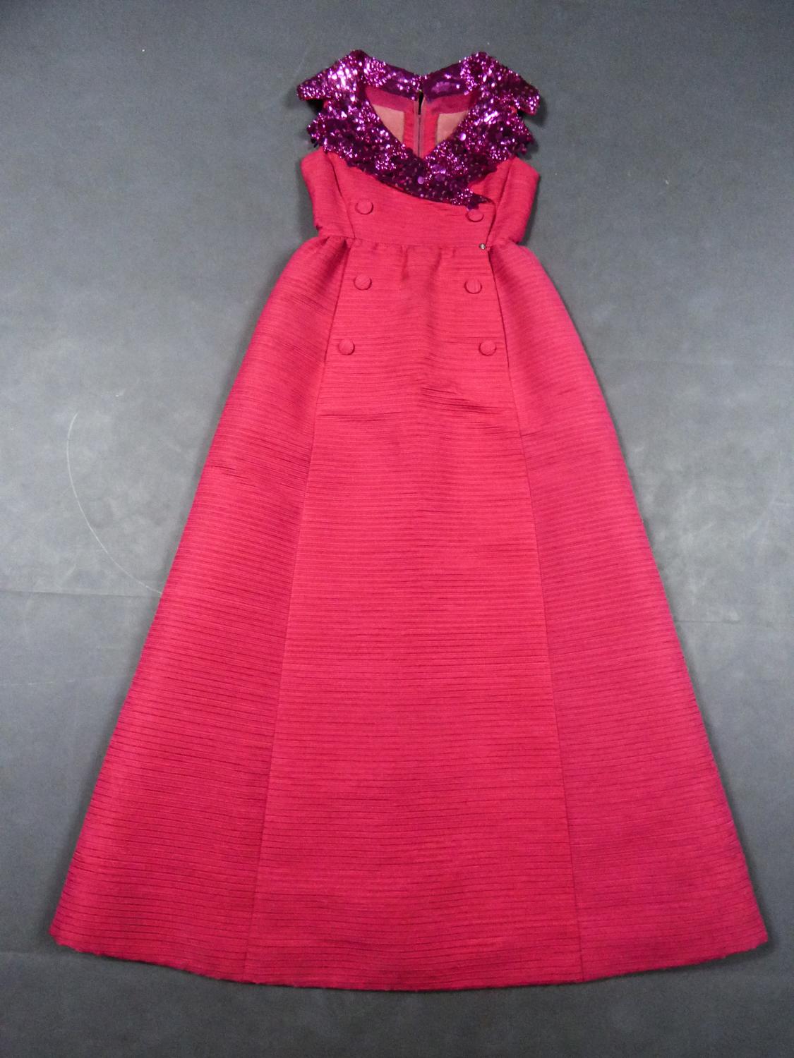 Women's A French Couture Maggy Rouff Chocking Pink Evening Gown Circa 1965
