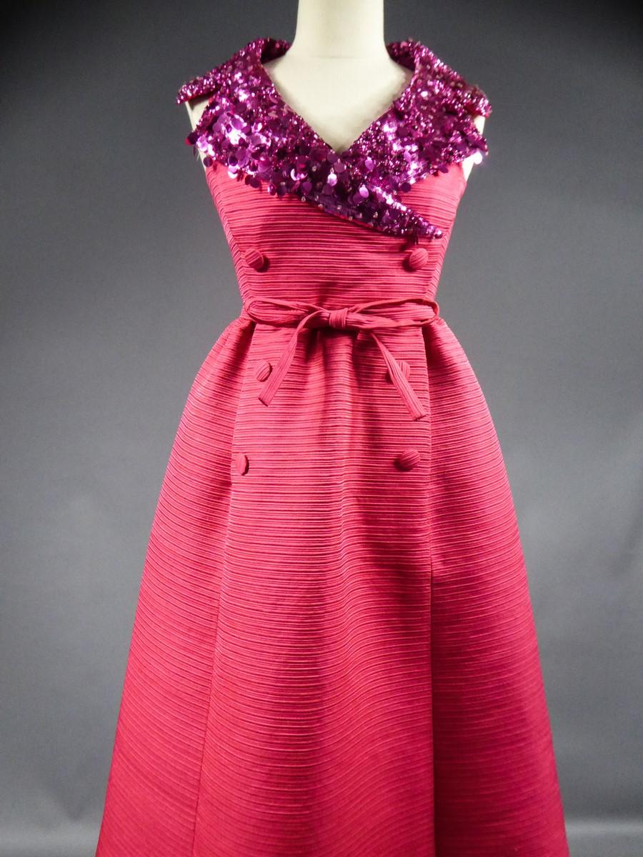 A French Couture Maggy Rouff Chocking Pink Evening Gown Circa 1965 4