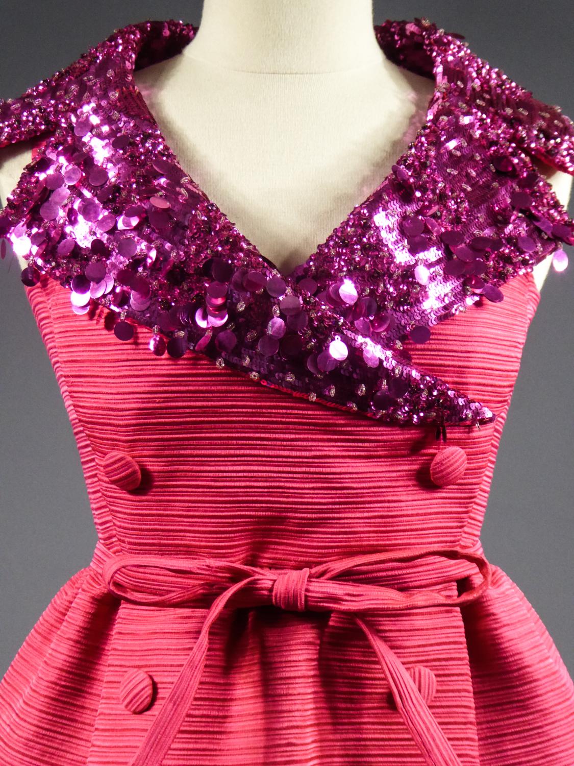 A French Couture Maggy Rouff Chocking Pink Evening Gown Circa 1965 5