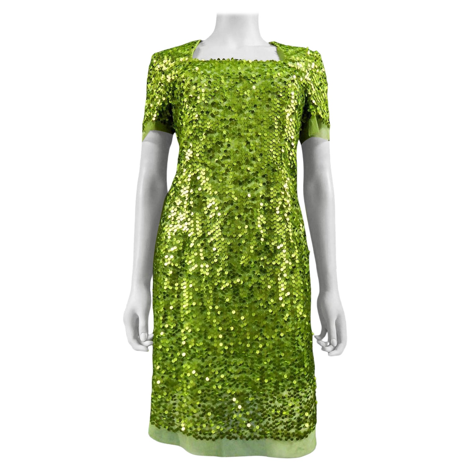 Französisches Couture Abendkleid mit Pailletten bestickt, ca. 1990