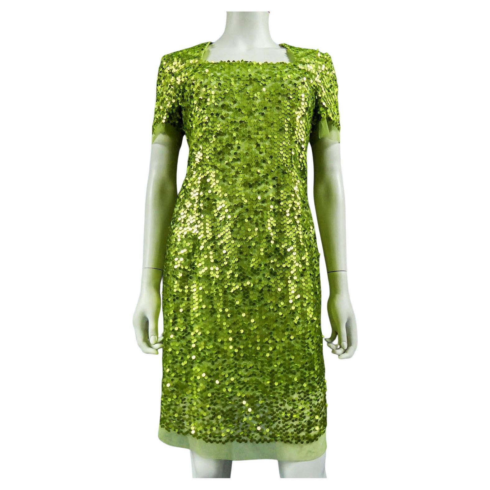 A French Couture sequin embroidered Evening Dress Circa 1990/2000 For Sale