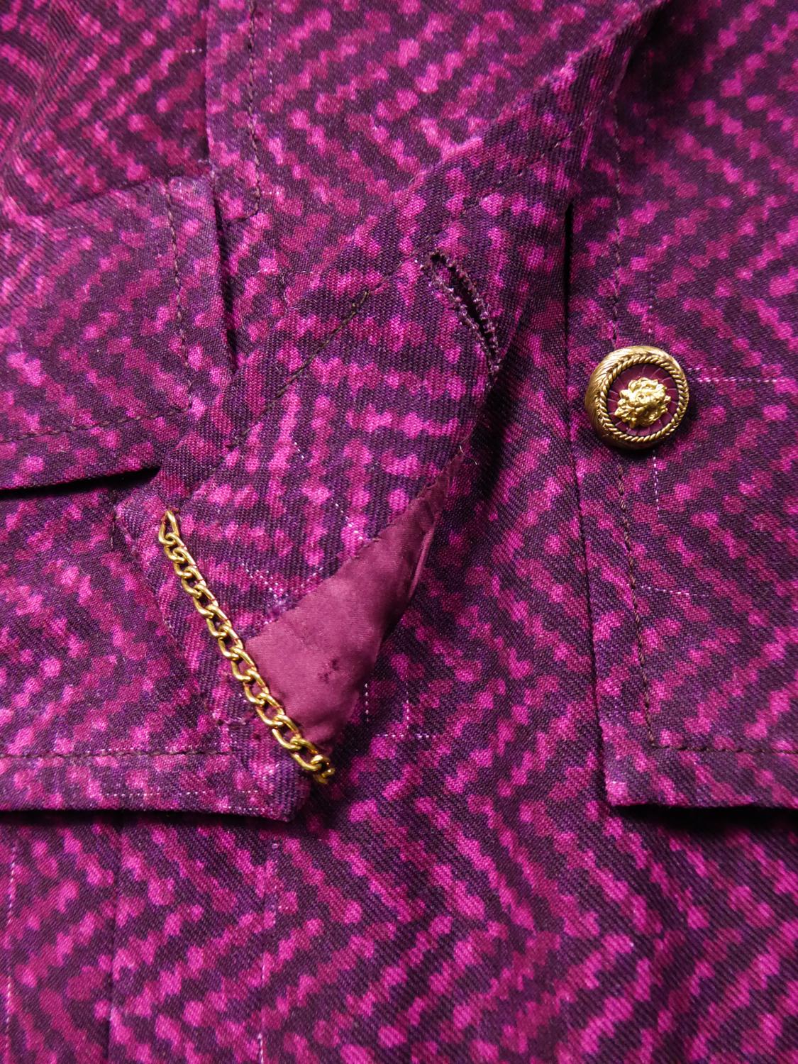 Gonna e giacca Chanel in seta Couture francese numero 60423 e 60422 C. 1980 in vendita 11