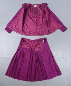 A French Couture Silk Chanel Skirt and Jacket Suit number 60423 & 60422 C. 1980