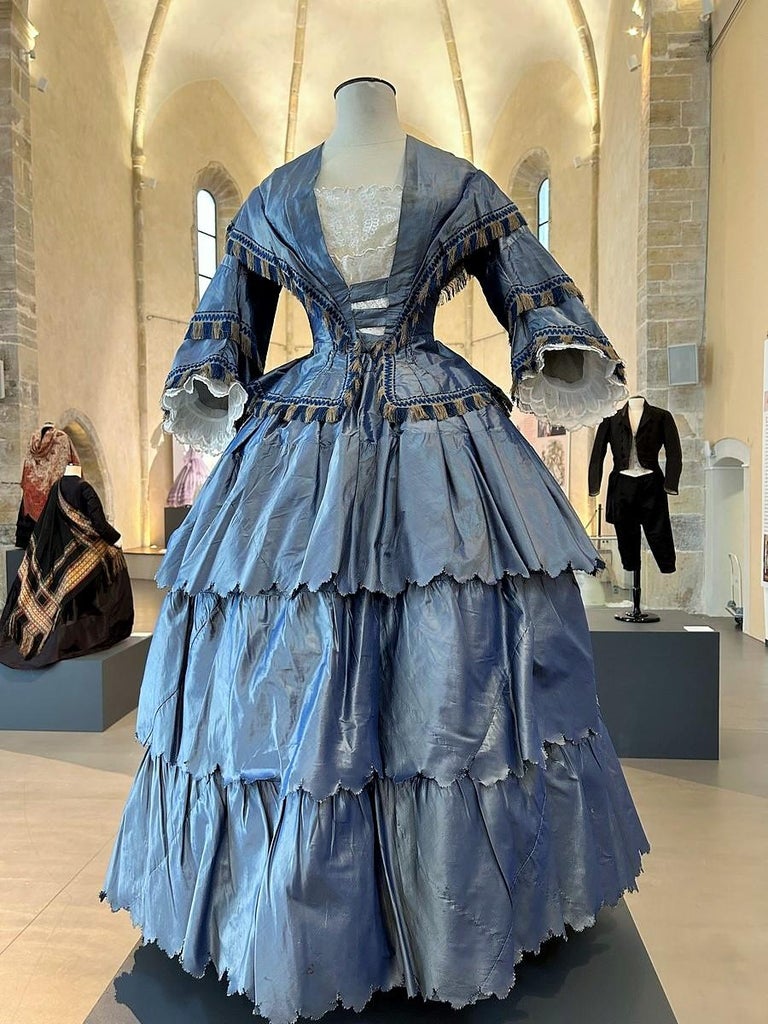 A French Crinoline Changing Taffeta Dress Napoléon III Period
