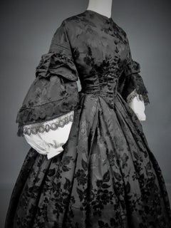 A French Crinoline Damask Silk Day Dress Circa 1865 with Provenance