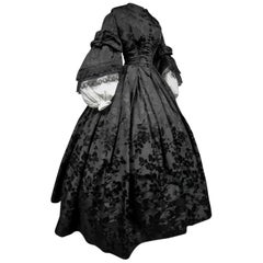 Antique A French Crinoline Damask Silk Day Dress Circa 1865 with Provenance